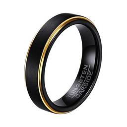 Holibanna Anel de carboneto de tungstênio, anel de joias de ouro preto, fosco, alianças de casamento 2.3*2.3*0.8cm