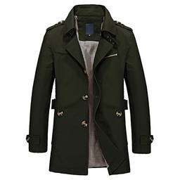 WSLCN Jaqueta Masculina Casaco Trench Coat Clássico Leve Blusão Corta Outono e Inverno Verde Tamanho M