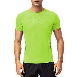 Cigooxm T-shirt esportiva masculina feminina de manga curta com gola redonda para treino de corrida e caminhada ao ar livre