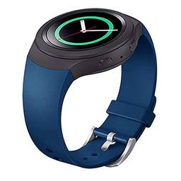 Silicone Pulseira Compatível com Samsung Gear S2 SM-R720/SM-R730,Ajustável Replacement Banda,Mulheres Homens Sport Wristbands,Azul Profundo