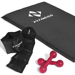Kit colchonete + Halteres 2kg + Caneleiras 1 kg Academia Fitness Musculação
