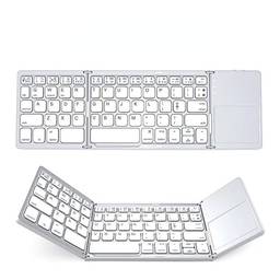 Mini teclado de dobramento touchpad bluetooth 3.0 teclado sem fio dobrável para windows, android, ios tablet ipad telefone (Branco)
