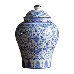 Fenteer Vaso de botão de cerâmica chinês decoração de arte arranjo floral tradicional bonito estilo oriental armazenamento de chá vaso de flores secas jarra de porcelana, estilo D