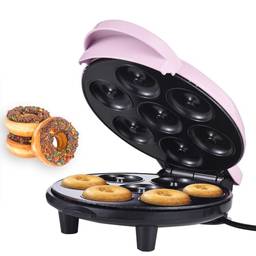 A máquina Dash Mini Donut Maker faz 7 donuts 700 W Aquecimento dupla face Revestimento antiante Máquina elétrica de fazer donuts para café da manhã adequado para crianças Sobremesa Lanche