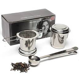 Eastdall Infusor De Chá,3 unidades de chá infusor kit colher chá com tampa de chá coador de aço inoxidável engrossado de qualidade alimentar