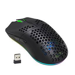 T66 RGB 2.4G Wireless Gaming Mouse RGB Charging Mouse com DPI Ajustável Design Ergonômico para Desktop Laptop Preto POPQ