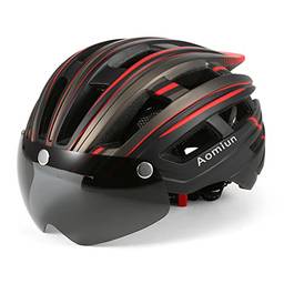 Homesen Capacete de mountain bike Aomiun capacete de motociclismo com luz de fundo viseira magnética destacável de proteção UV para homens mulheres