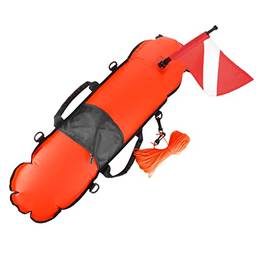 Boia de segurança inflável marcador de erfície de mergulho flutuador de sinal com bandeira de mergulho 78lbs peso máximo de flutuação para mergulho submarino pesca submarina natação com snorkel