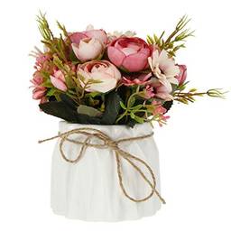 CLISPEED Vasos de Flores Artificiais Mini Falso Rose Arranjo Floral Em Vasos Tabela Peça Central para a Festa De Casamento Casa Decoração