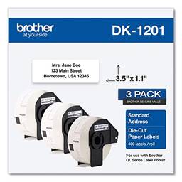 Etiquetas laminadas de endereço Brother QL DK1201, pacote com 3 (DK12013PK), branco