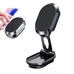 New Alloy Folding Magnetic Car Phone Holder, Universal Magnetic Phone Holder for Car 360°Rotatable Mount Suitable for Dashboard Screens Compatible with All Phone (Black)