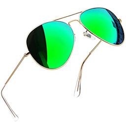 Óculos de Sol Masculino e Feminino Polarizado Joopin Clássico Oval Estilo Militar Óculos de sol de Metal Armação para homens e mulheres UV400 Proteção (Verde Espelhado, Grande, 62)