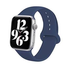 Pulseira de Silicone Flexível 45mm Compatível com Apple Watch 7 (Azul-marinho)
