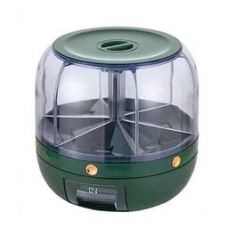 CIADAZ Dispensador de grãos giratório 360° 6 grelhas Arroz Feijão Caixa de armazenamento de alimentos secos Organizador de alimentos para cozinha à prova de insetos