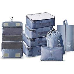 Sacos de armazenamento 8 peças conjunto organizador de viagem mala conjunto de embalagem estojos de armazenamento organizador de malas portátil
