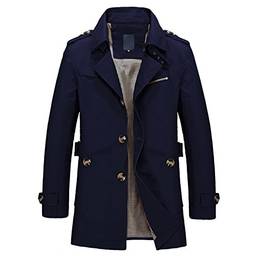 WSLCN Jaqueta Masculina Casaco Trench Coat Clássico Leve Blusão Corta Outono e Inverno Azul Tamanho PP
