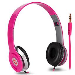 Fone De Ouvido Headphone Estéreo Com Fio P2 Portátil Dobrável para Celular Pc Notebook Tablet (Rosa)