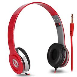 Fone De Ouvido Headphone Estéreo Com Fio P2 Portátil Dobrável para Celular Pc Notebook Tablet (Vermelho)