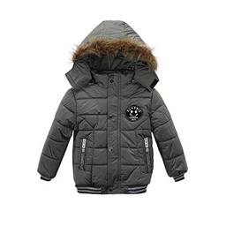 WSLCN Casaco de inverno com capuz infantil inverno quente jaqueta longa casaco parca casaco, Cinza, M(For 90cm)