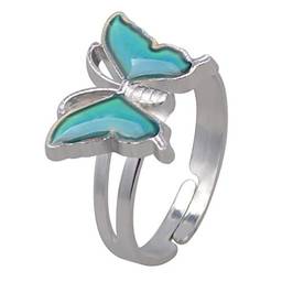 Holibanna Anel de humor que muda de cor, sensação de emoção, anel de dedo em forma de borboleta, anel de cristal termômetro acessório de dedo para mulheres e meninas