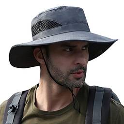 Chapéu de sol aba larga proteção UV chapéu de balde dobrável para pesca caminhada acampamento POPQ