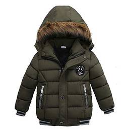 WSLCN Casaco de inverno com capuz infantil inverno quente jaqueta longa casaco parca casaco, Verde, 2XL(For 120cm)