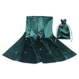 angwang Toalha de mesa de tarô, toalha de mesa com bolsa para cartões Constelação bordada adivinhação Astrologia veludo altar Tarot pano verde