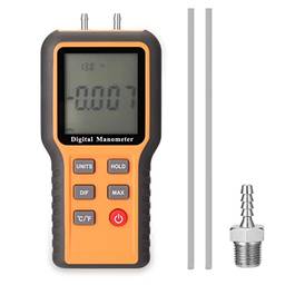 JIEBA Manômetro digital visor LCD ? °F alternável 12 unidades de pressão ajustáveis para medição de temperatura interna, canos, dispositivo de medição de pressão