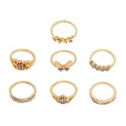 Holibanna Conjunto de anéis de dedo dourado, conjunto de anéis de strass vintage retrô para mulheres