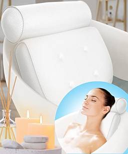 Travesseiro de banho (antiderrapante), travesseiros de banho relaxantes para pescoço de banheira e apoio para as costas, travesseiro de banho de luxo almofada de apoio de cabeça, travesseiro de banhei