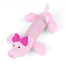 TOPINCN Brinquedo que barulhenta para animais de estimação, brinquedo de pelúcia com som de pelúcia, brinquedo de limpeza de dentes, brinquedo interativo de morder cachorro gato mensagem de limpeza de dentição (porco rosa)