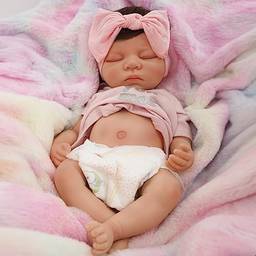 Brastoy Bebê Reborn Boneca Silicone Sólido Suave Original Rosa Menina 48cm Pode Tomar Banho (Menina 48cm)