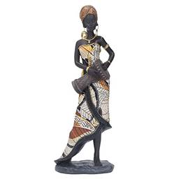 Estátua de tambor africano, estátuas e esculturas africanas de músicos, estatueta feminina tribal de arte africana, estatuetas criativas presentes vintage artesanato bonecas ornamentos
