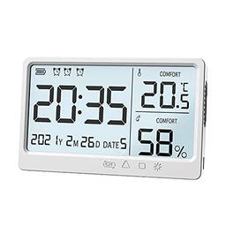 Medidor eletrônico de temperatura, umidade, LCD eletrônico, alta precisão, higrômetro, temperatura, relógio, despertador