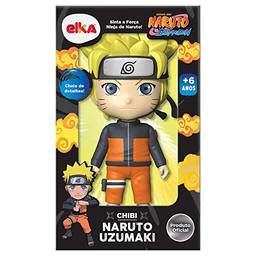 Elka Boneco Naruto Uzumaki Chibi - Naruto Shippuden, Boneco laranja c/preto cabelo amarelo