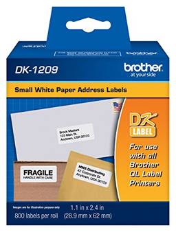 Etiquetas de papel para impressoras Brother QL de corte de matriz Brother Original DK-1209, branco
