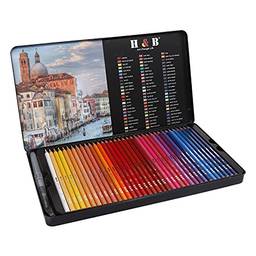 Cigooxm 72 Kit de arte para lápis de aquarela profissional Conjunto de lápis de cor solúveis em água com 1 * caneta-tinteiro / 1 * apontador para alunos, crianças, decoração de festa em casa,