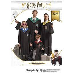 Simplicity 8723 Harry Potter Estampa de Costura de Fantasia de Halloween e Cosplay, Tamanhos para Crianças Adolescentes e Adultos PP-GG