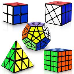 Speed Cube Set, Puzzle Cube, Magic Cube 2x2 4x4 Pyraminx Pyramid Megaminx Fenghuolun Puzzle Cube Brinquedo Presente para Crianças Adultos, Pacote de 5