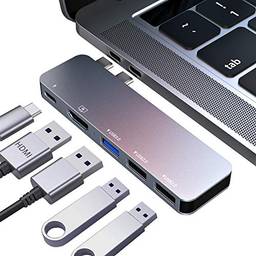 Acessórios USB C Hub MacBook Pro USB, Adaptador USB C Dual Hub, Hub tipo C com saída HDMI 4K, Entrega de energia USB C, para MacBook Pro 13? e 15? 2016/2017/2018/2019