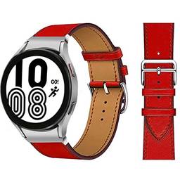 Pulseira de couro vintage de 20 mm compatível com Samsung Galaxy Watch 4 44 mm 40 mm/4 clássico 46 mm, pulseira de reposição impressa com padrão, pulseira ajustável sem lacuna,Vermelho