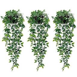 Plantas artificiais suspensas pequenas plantas falsas em vasos para decoração de prateleiras internas e externas (1 pacote)(3pcs)