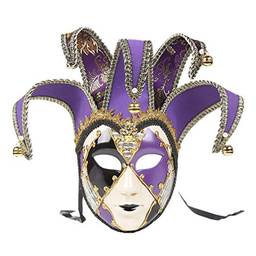 Toyvian Máscara veneziana de máscaras, máscara de de rosto inteiro, fantasia de carnaval, acessório de cosplay para festa de apresentação (azul, estilo de grão de rachadura), Roxo, preto, roxo olho, 44*16*10cm