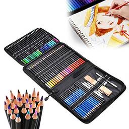 ACAGALA 95 PCS lápis de desenho e conjunto de esboços inclui lápis de cor a óleo esboço carvão grafite lápis apontador borracha saco de armazenamento suprimentos de arte presente