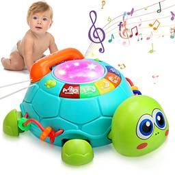 GKPLY Musical Turtle Brinquedos para Bebês de 6 a 12 Meses, Brinquedo de Música Infantil com Luz de Desenvolvimento de Tempo de Barriga, Brinquedo de Rastejamento para 7 8 9 10+ Meses, Páscoa Natal pa