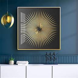 DOLUDO Arte de parede abstrata quadrada elementos dourados para decoração de sala de estar, escritório com moldura dourada de liga de alumínio pronta para pendurar