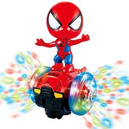 Brinquedos de robô dançante do Homem-Aranha, carro de brinquedo interativo de robô giratório com luzes coloridas piscando & Música, brinquedos educativos interativos para presentes para 3 4 5 6 me