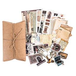 adesivos para scrapbook – Kit suprimentos adesivos diário vintage, papel scrapboopresente para artesanato faça você mesmo, adesivos papel retrô, decalques papel para criar páginas diário, colagens, itens artesanato