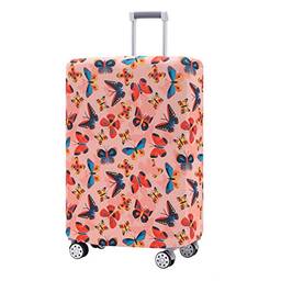 Dzyoleize Capas de bagagem para malas aprovadas pela Tsa, protetor de capa de mala para malas de 18 a 32 polegadas (Rosa borboleta, S (mala de 18 a 21 polegadas))