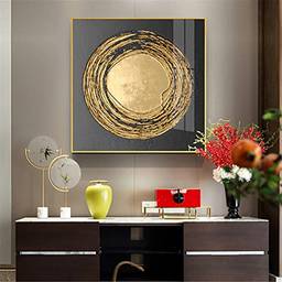 DOLUDO Pintura de parede moderna e minimalista com padrão abstrato, textura dourada, imagem artística em tela para sala de estar, decoração de escritório com moldura dourada de liga de alumínio pronta para pendurar